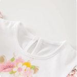 Aoswep - Cute Giraffe + Zebra With Floral Print Long Sleeve Baby Girl Clothes White Jumpsuit For Baby One-Piece Romper - Image 4